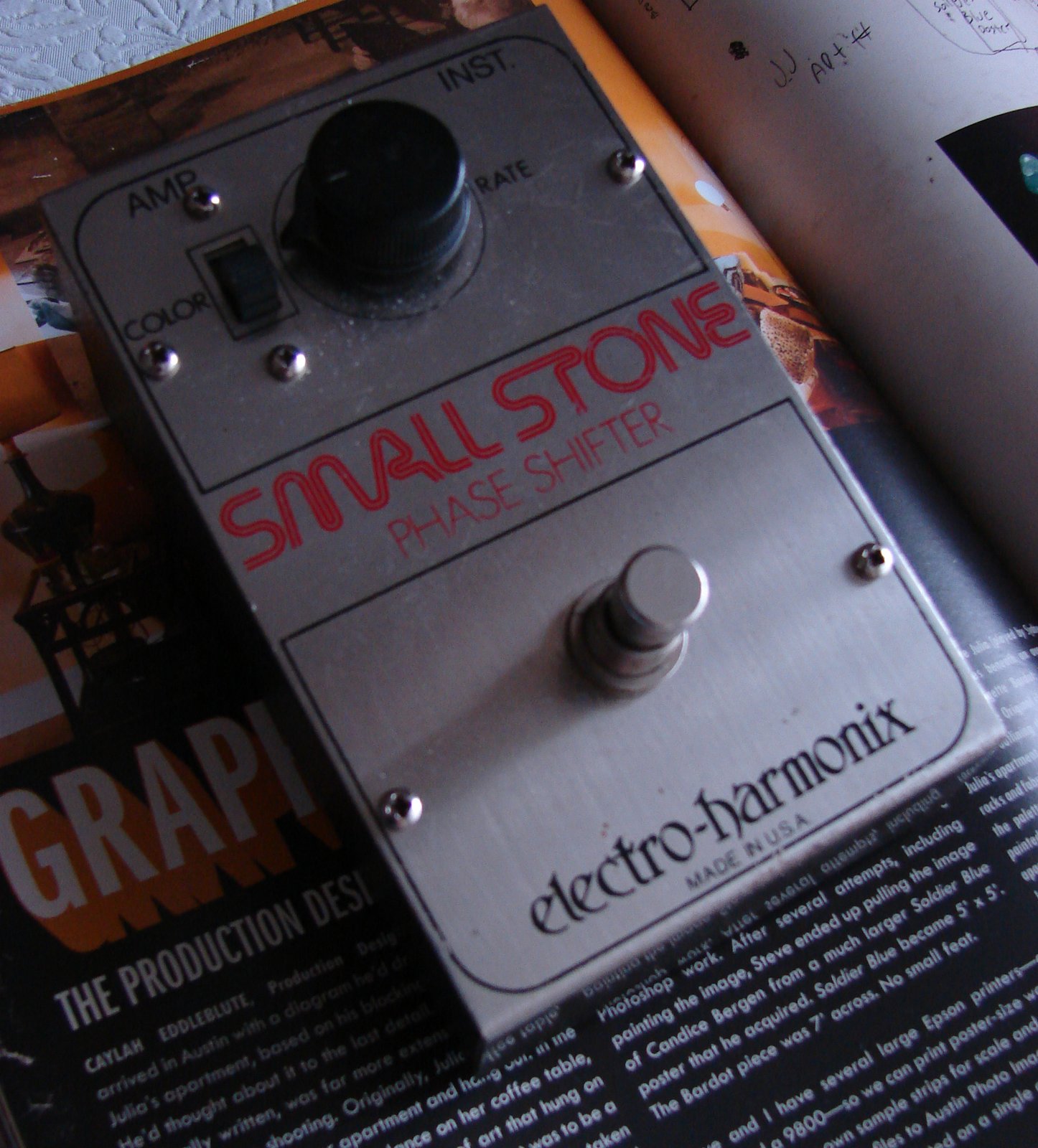 A vintage Electro-Harmonix Small Stone phase shifter pedal