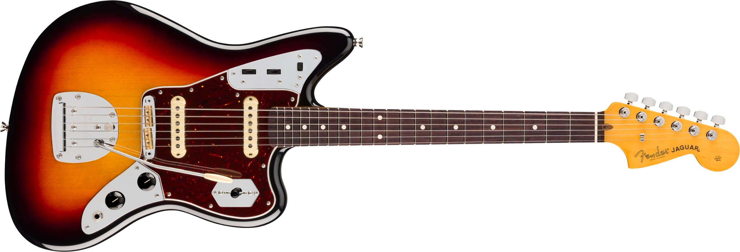 American Professional Jaguar showing its offset body, bridge and tremolo
