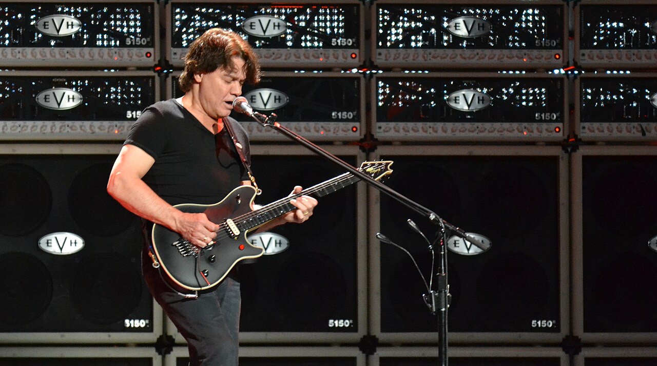 Eddie Van Halen onstage in front of EVH 5150 amps, Xcel Energy Center, May 19, 2012