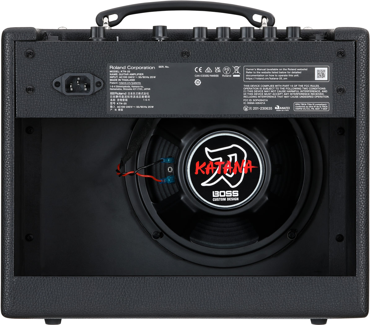 Rear jack panel of the Boss Katana-25