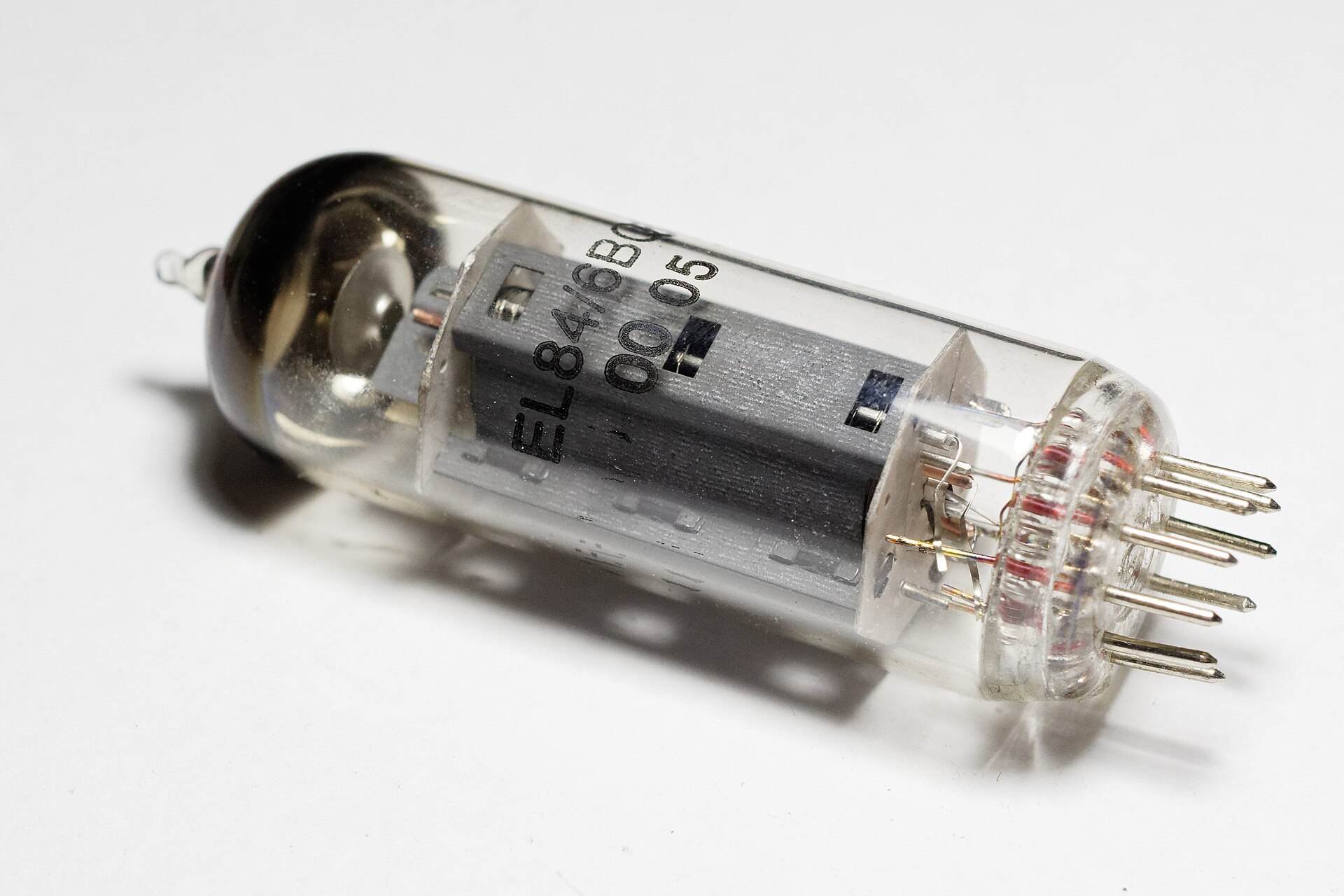 Close-up of an EL84 vacuum tube