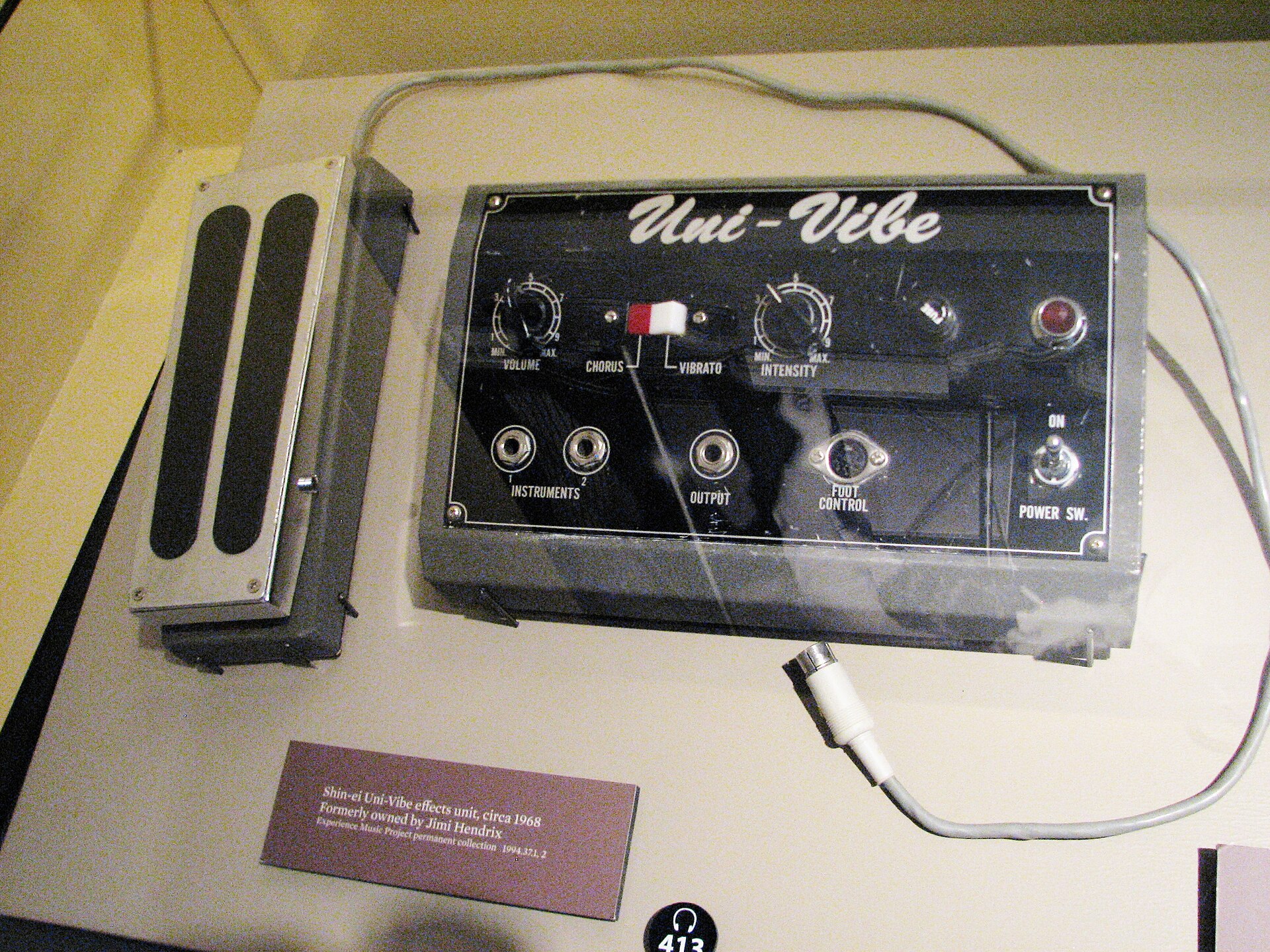 Hendrix's 1968 Shin-ei Uni-Vibe on display at the EMP Museum in Seattle