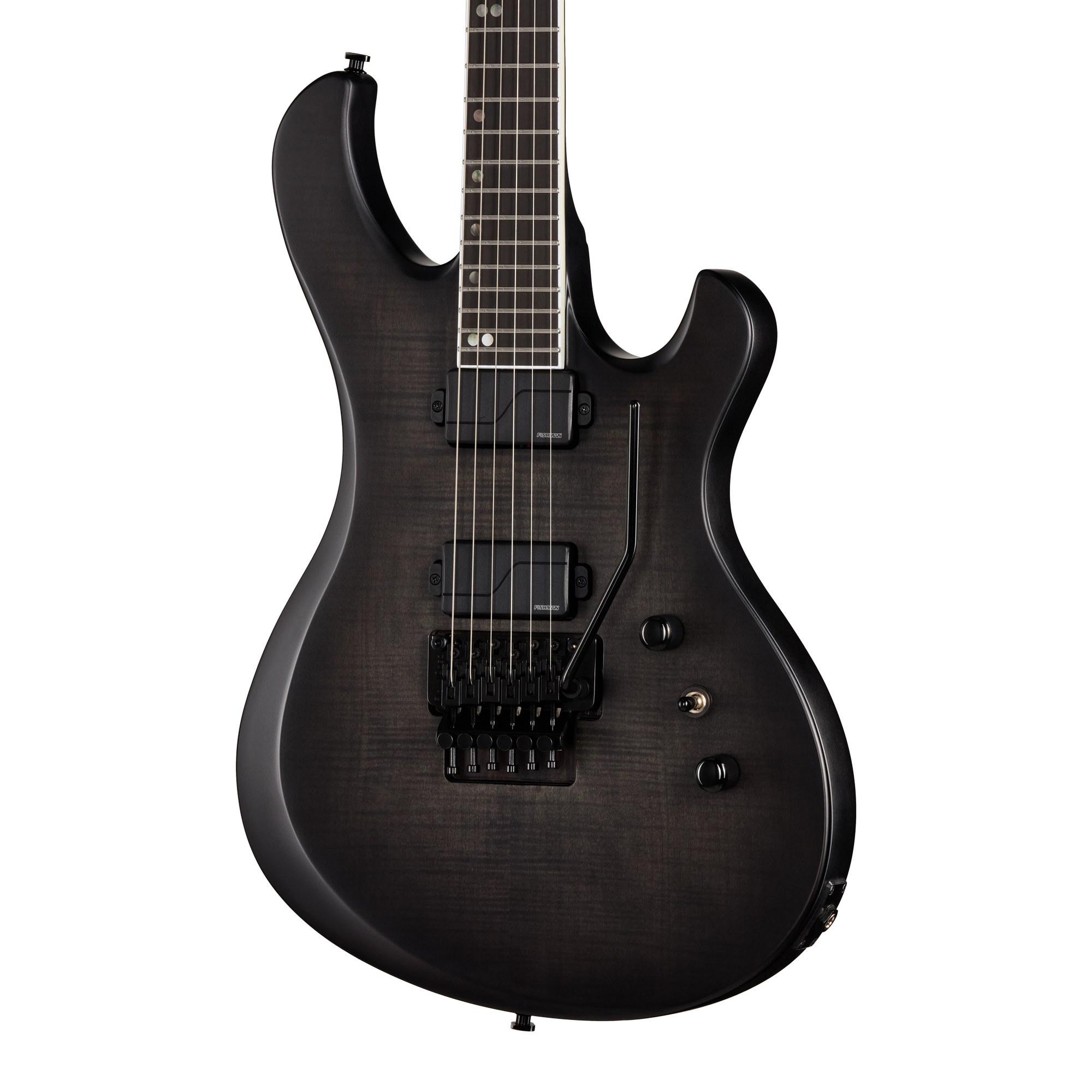 Epiphone Prophecy Victory FR in Obsidian Storm Satin, front body view