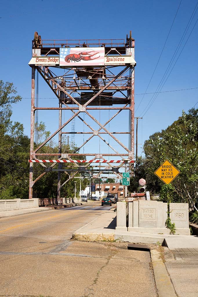 The lift bridge over Bayou Teche in Breaux Bridge, Louisiana