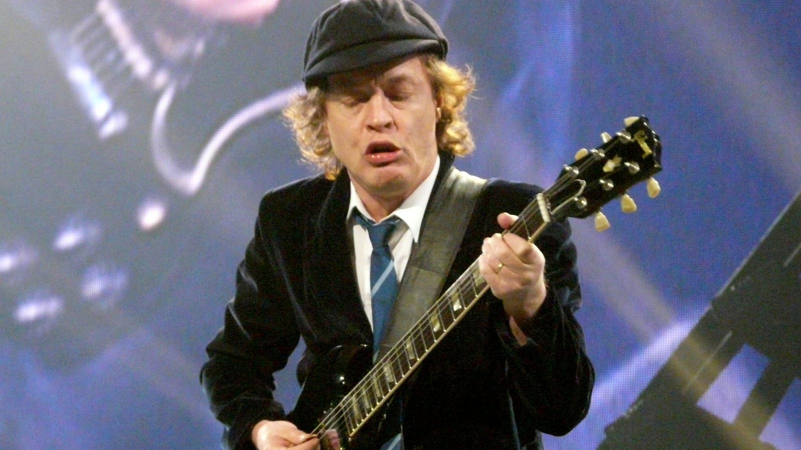 Angus Young of AC/DC live in St. Paul, Minnesota, November 23, 2008