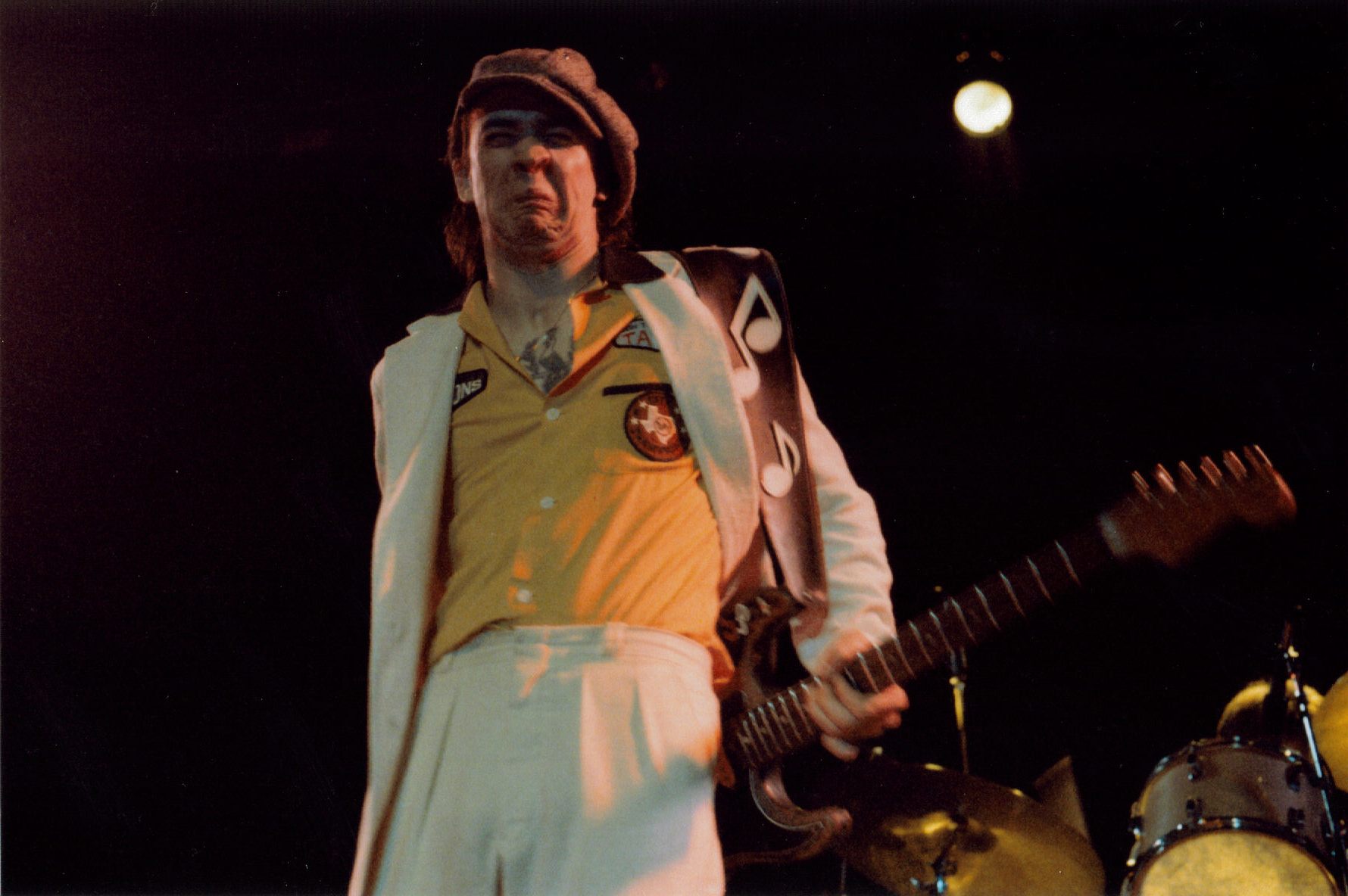 Vaughan playing behind his back at the Ritz Theater in Austin, March 1983.