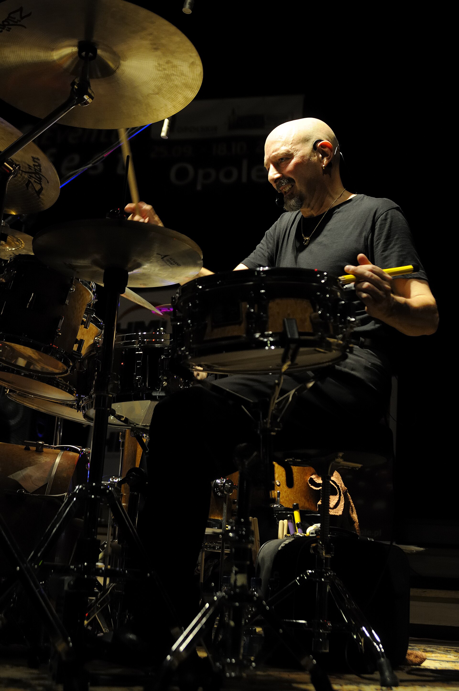Steve Smith drumming with Vital Information at the Eventus DrumFest in Opole, Poland, 2009. Gambale played in Smith's band for most of the 1990s and 2000s. (He's not in this lineup.)