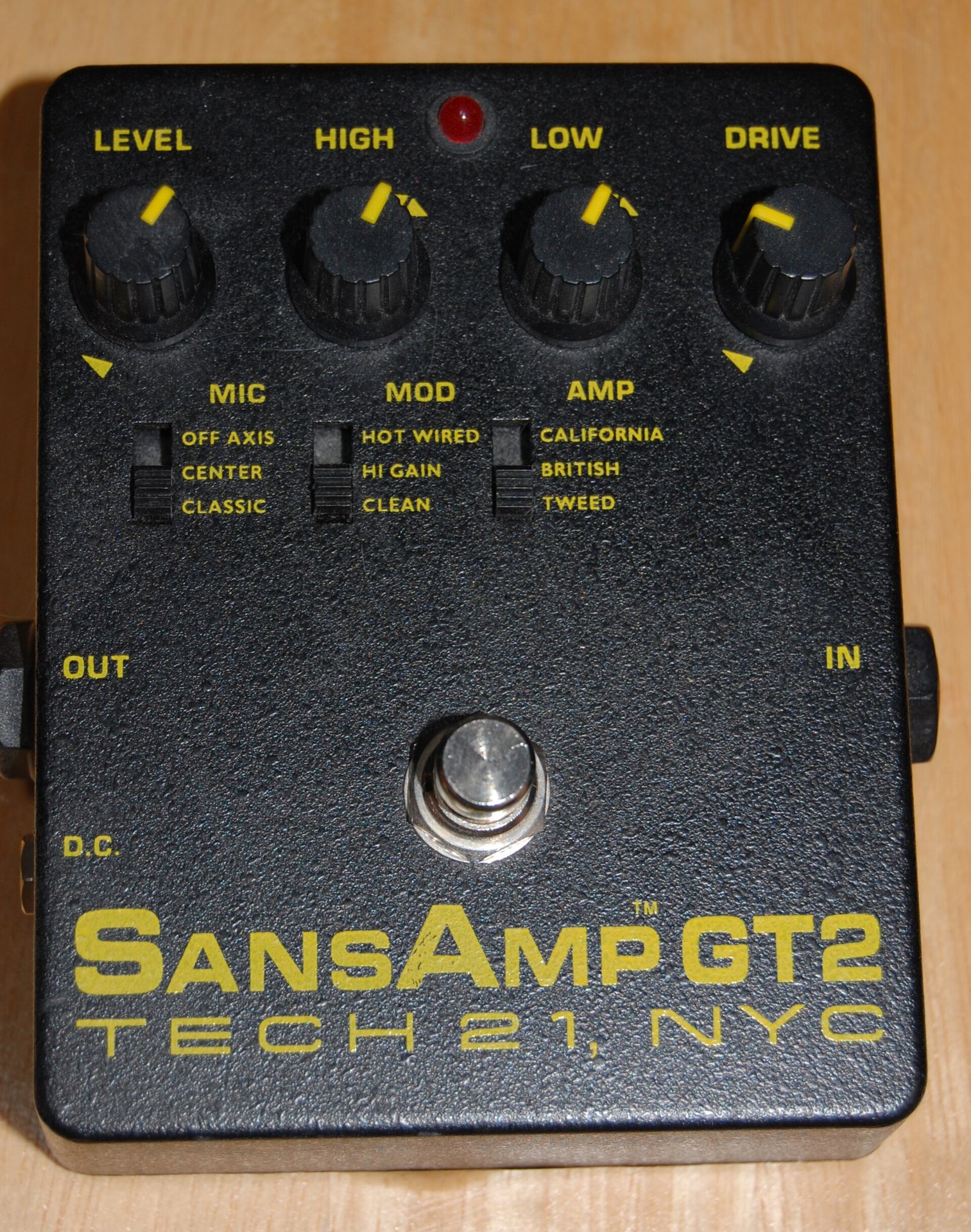The Tech 21 SansAmp GT2, the hardware side of the amp-emulation family whose plugin beat Satriani's Marshalls.