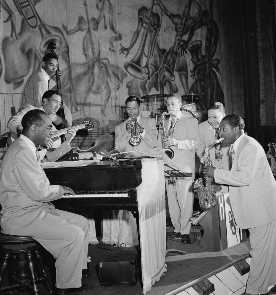 Louis Jordan's Tympany Five on a New York bandstand, late 1940s