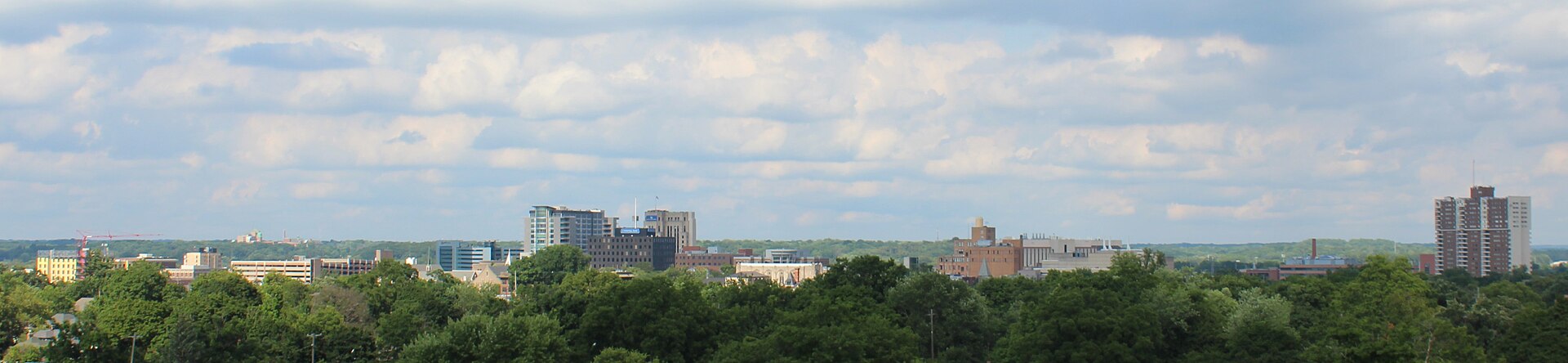 Panoramic view of downtown Kalamazoo, Michigan, in 2020