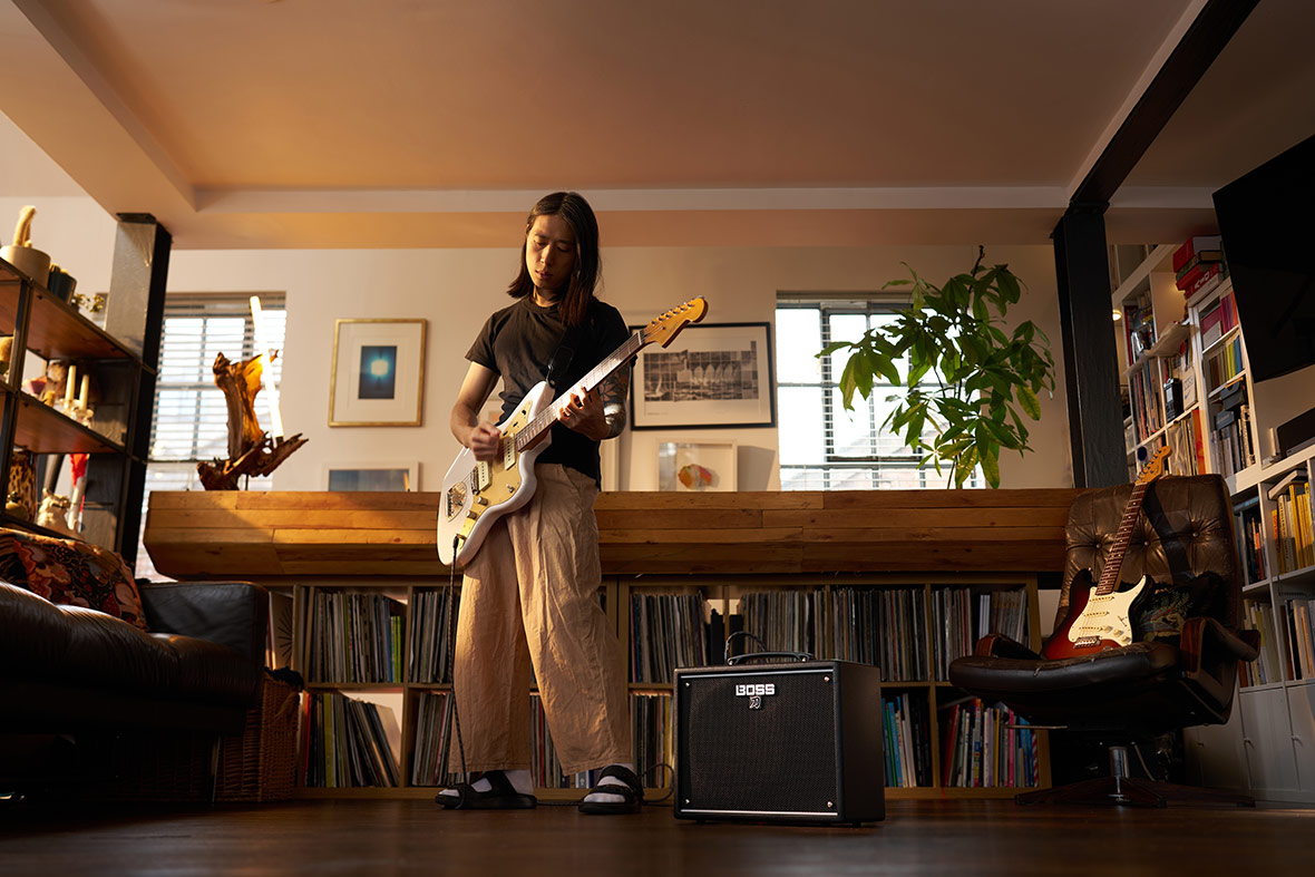 Boss Katana-25 lifestyle press photo for home playing