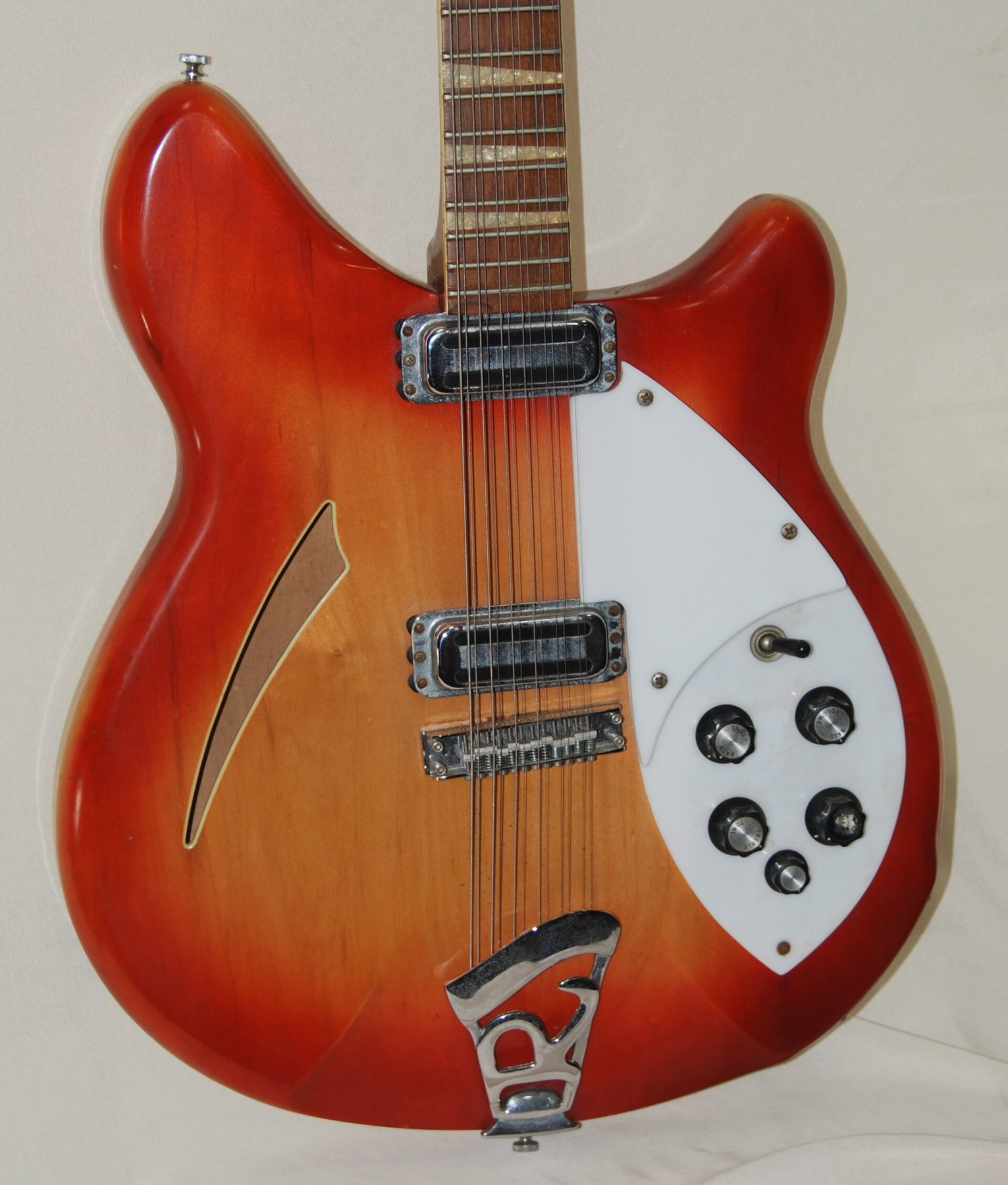 A 1967 Rickenbacker 360-12 twelve-string electric guitar in Fireglo finish