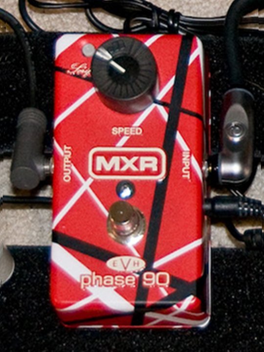 The MXR EVH90 Phase 90 with red, white and black Frankenstein stripes
