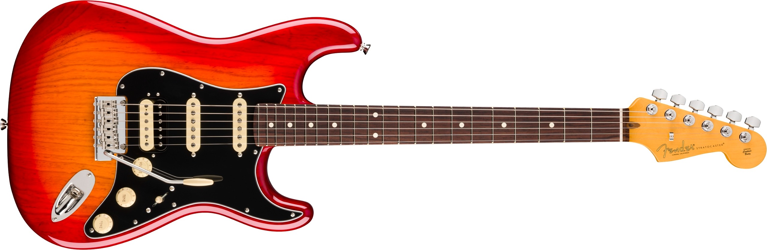 American Professional Stratocaster HSS showing the bridge humbucker and two single-coil pickups