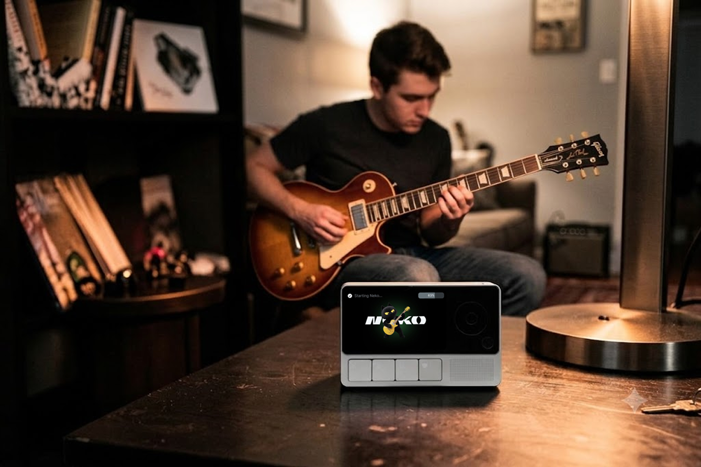 A guitarist playing through Neko at home.