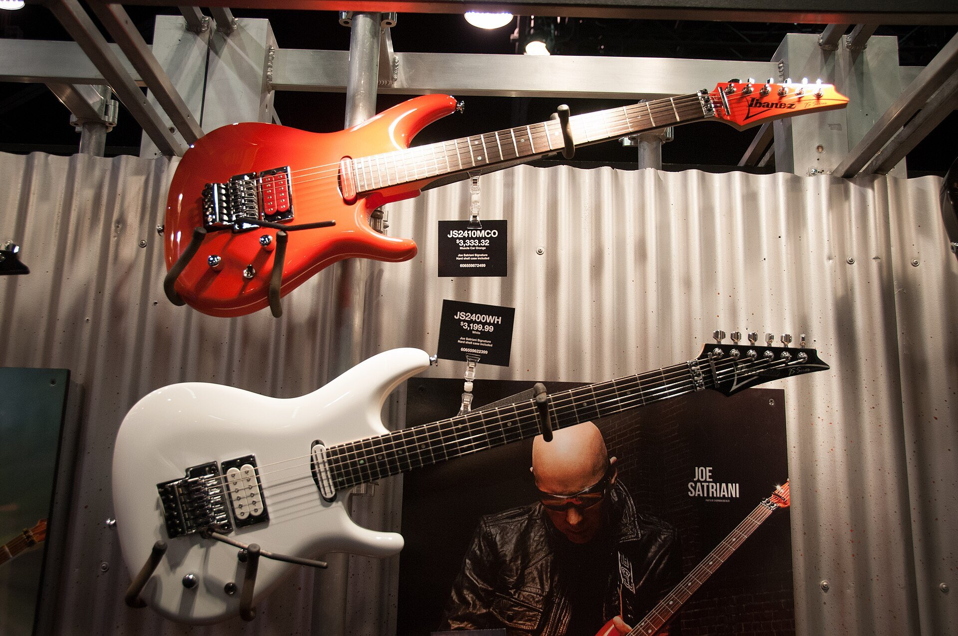 Ibanez JS-series Joe Satriani signature guitars at the 2014 NAMM Show. (Illustrative, not the exact guitars used on the album.)